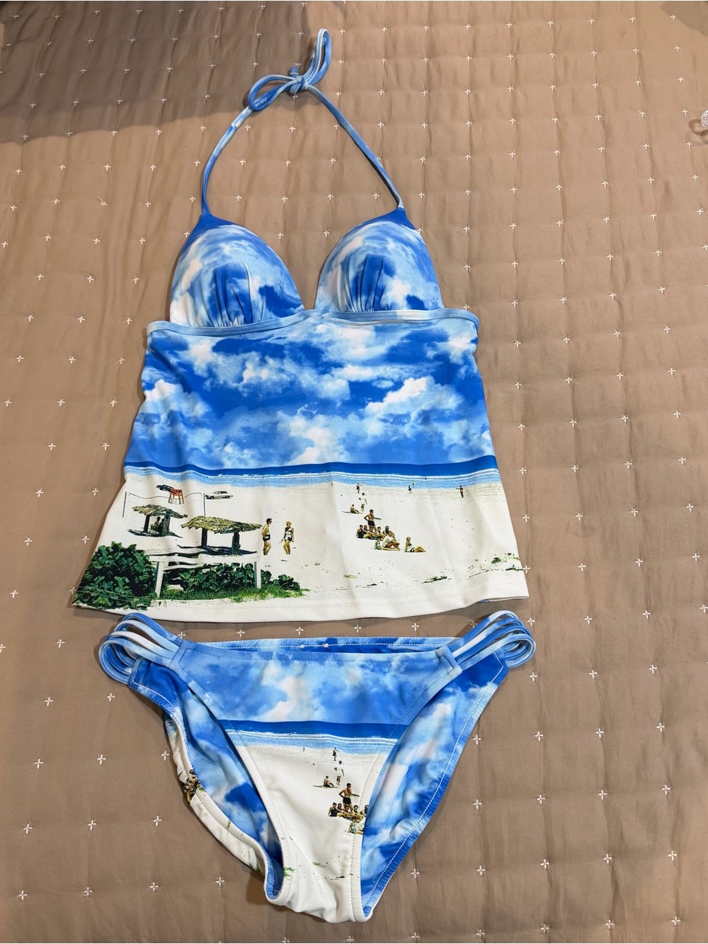 Gossip Y2K Vintage Beach Scene Graphic Print Tankini